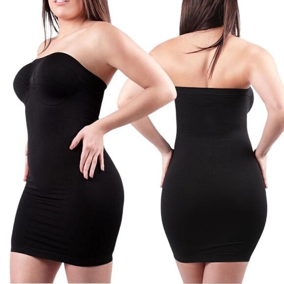 SlimMe Women’s Strapless Control Slip Shaper in the Size Large in Black Color - Picture 1 of 10